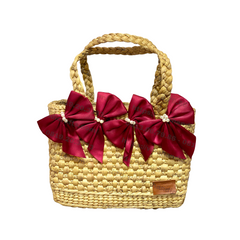 Water Hyacinth Bag with Red Bow