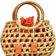 Water Hyacinth Bag With Rattan Strap
