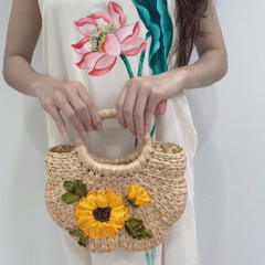 Water Hyacinth Bag With Pumpkin Handle 1