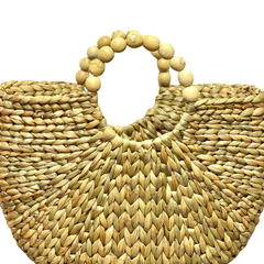 Water Hyacinth Bag With Wooden Handle 1