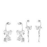 Women's Bow-Shaped Earrings Handcrafted 999 Fine Silver