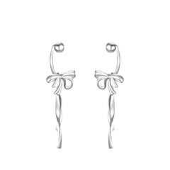 Women's Bow-Shaped Earrings Handcrafted 999 Fine Silver