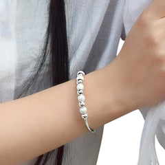 Women's Bracelet With Round Beads Handcrafted 999 Fine Silver