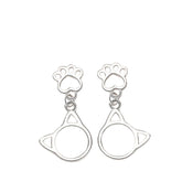Women's Cat Paw Shaped Earrings Handcrafted 925 Sterling Silver