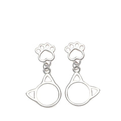 Women's Cat Paw Shaped Earrings Handcrafted 925 Sterling Silver