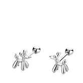 Women's Earrings In The Shape Of A Puppy Handcrafted 925 Sterling Silver