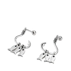 Women's Fish-Shaped Earrings Handcrafted 925 Sterling Silver