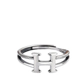 Women's H-shaped Ring Handcrafted 925 Sterling Silver