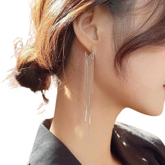 Women's Long Chain Earrings Handcrafted 925 Sterling Silver
