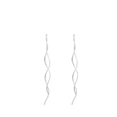 Women's Long Twisted Chain Earrings Handcrafted 925 Sterling Silver