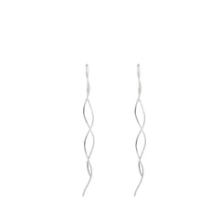 Women's Long Twisted Chain Earrings Handcrafted 925 Sterling Silver