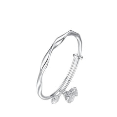 Women's Lotus Bud Style Bracelet Handcrafted 999 Fine Silver