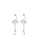 Women's Lotus Flower Earrings Handcrafted 999 Fine Silver