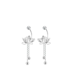 Women's Lotus Flower Earrings Handcrafted 999 Fine Silver