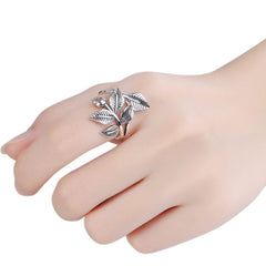 Women's Plum Blossom Ring Handcrafted 925 Sterling Silver