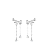 Women's Plum Blossom Shaped Earrings Handcrafted 999 Fine Silver