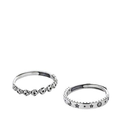 Women's Ring with Rose and Moon Design Handcrafted 925 Sterling Silver