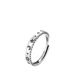 Women's Ring with Rose and Moon Design Handcrafted 925 Sterling Silver