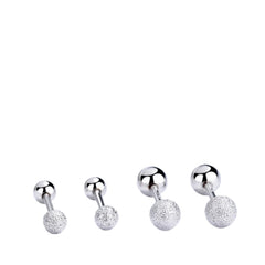 Women's Round Bead Earrings Handcrafted 925 Sterling Silver