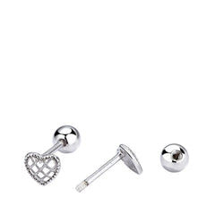 Women's Small Heart Earrings Handcrafted 925 Sterling Silver
