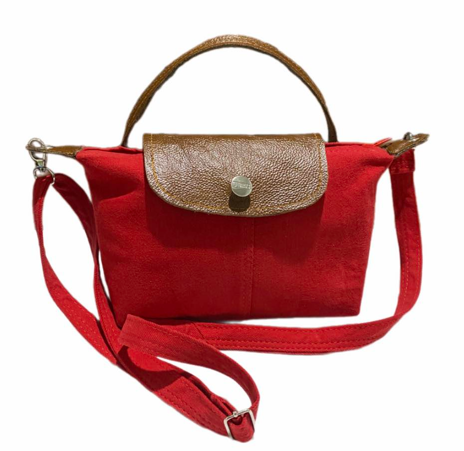 Handmade Upcycled Denim Leather Flap Crossbody Bag