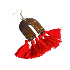 Bohemi Style Coconut Earrings With Fragances, Red