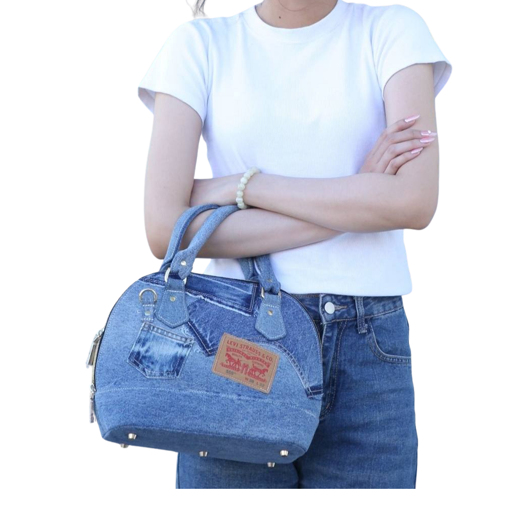 Handmade Upcycled Denim Big Mussel Bag 2
