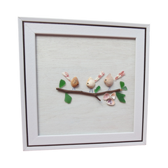 Bird On Tree Branch Painting From Seashell