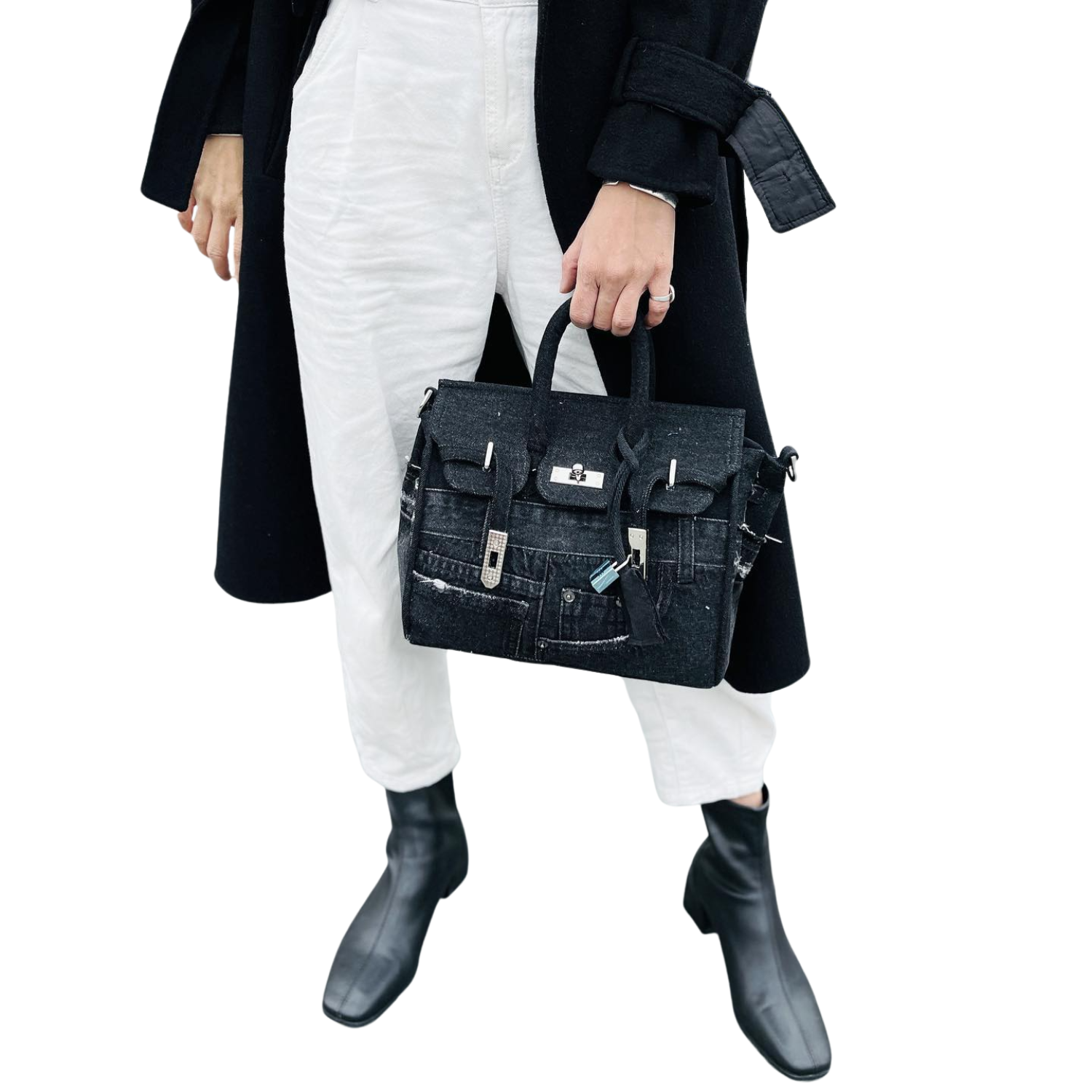 Handmade Upcycled Denim Birkin Bag