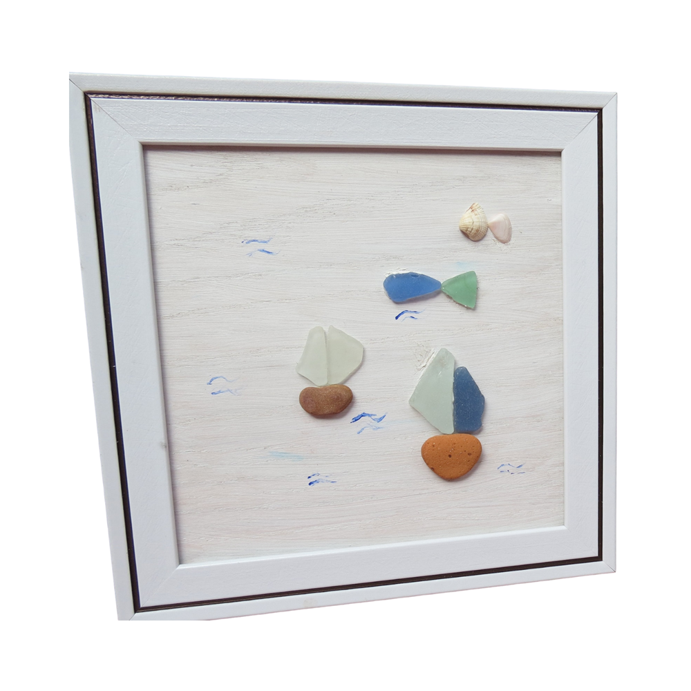 Boat And Fish Seashell Paintings