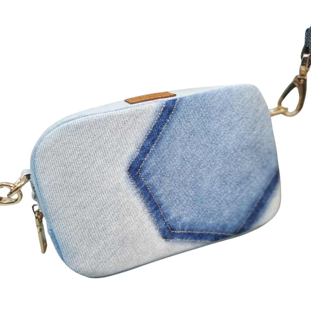 Handmade Upcycled Denim Box Crossbody Bag