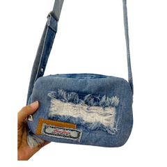 Handmade Upcycled Denim Box Shaped Phone Crossbody Bag