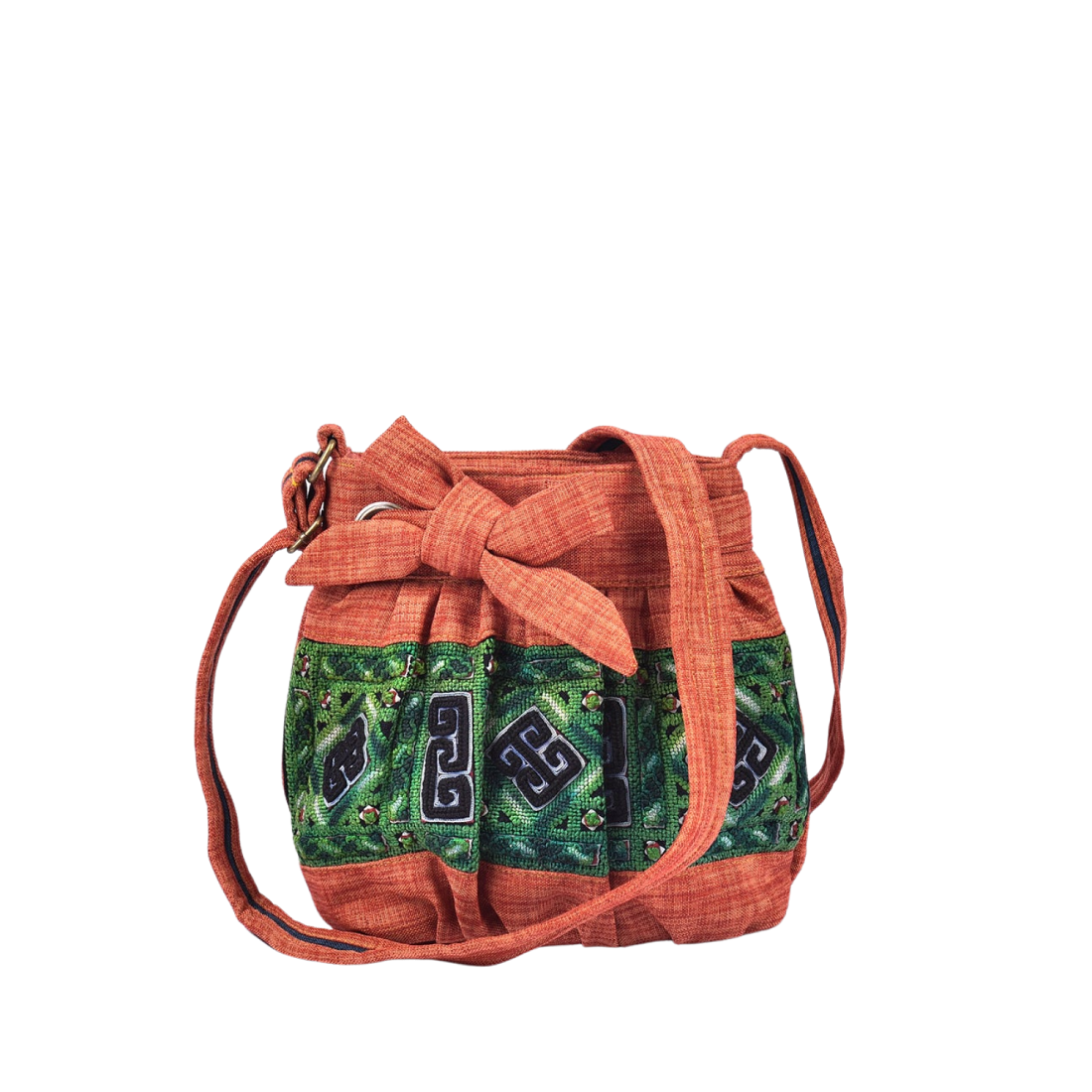 Hand-Woven Brocade Bag With Bow Tie