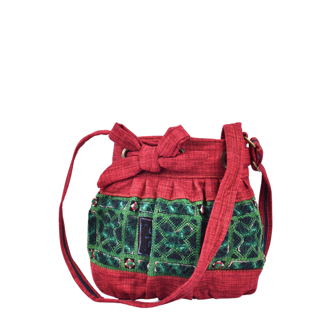 Hand-Woven Brocade Bag With Bow Tie