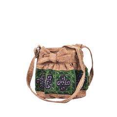 Hand-Woven Brocade Bag With Bow Tie
