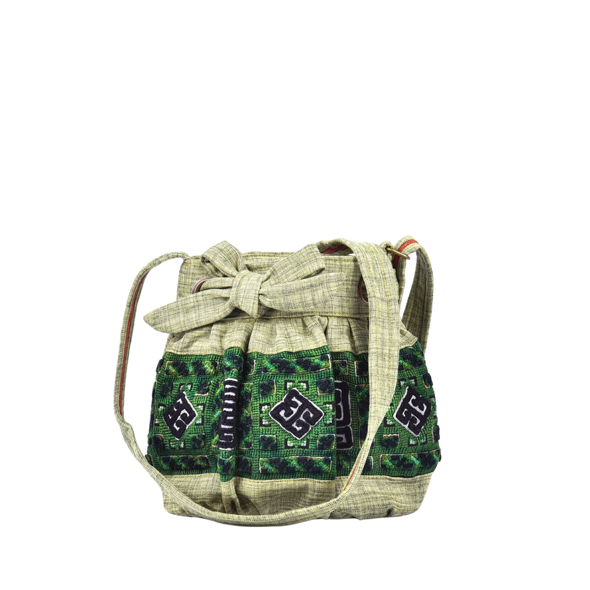 Hand-Woven Brocade Bag With Bow Tie