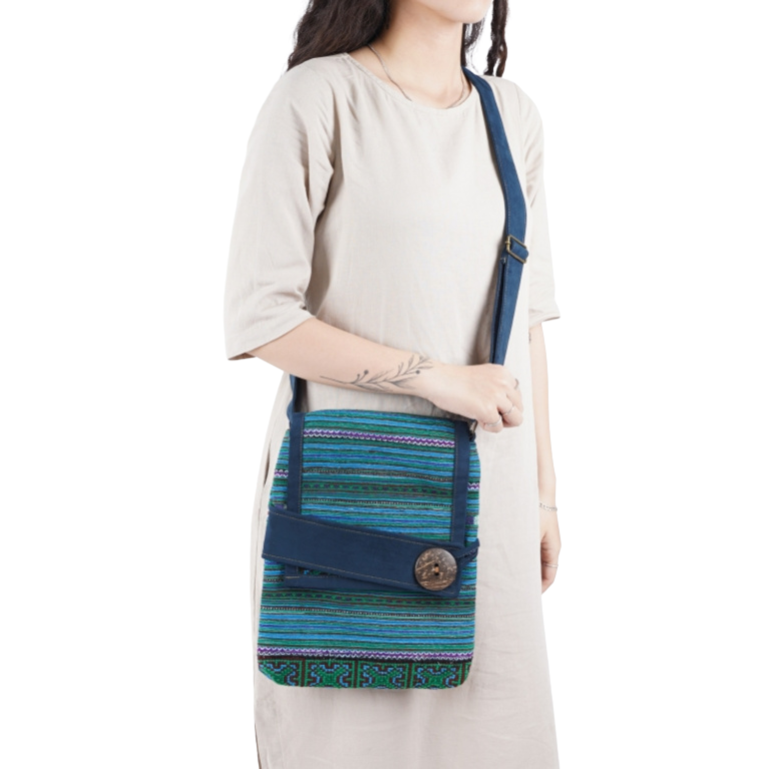 Hand-Woven Brocade Crossbody Bag