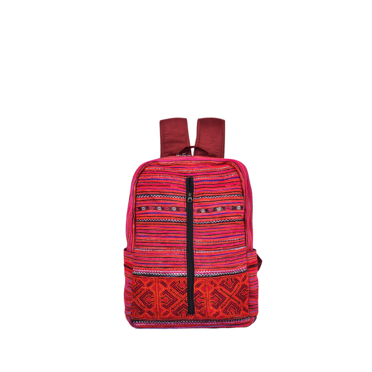 Hand-woven Brocade Backpack With 1 Zipper Along The Body