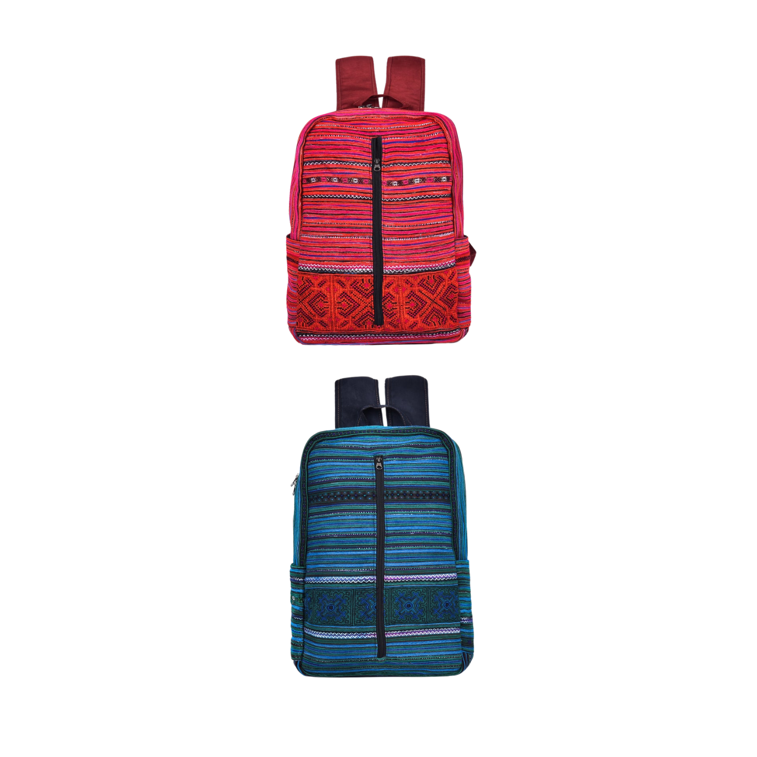 Hand-woven Brocade Backpack With 1 Zipper Along The Body