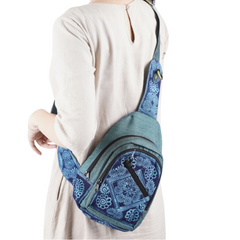 Hand-Woven Brocade Crossbody Backpack