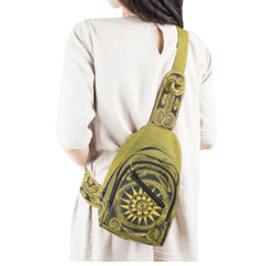 Hand-Woven Brocade Crossbody Backpack