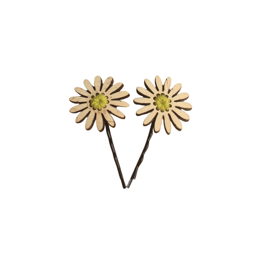 Chrysanthemum Coconut Hair Clips (1 Pair)