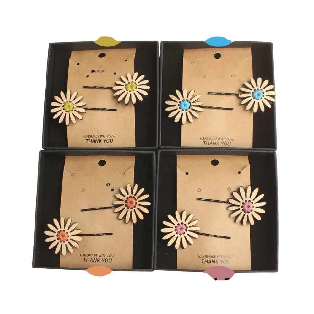 Chrysanthemum Coconut Hair Clips (1 Pair)