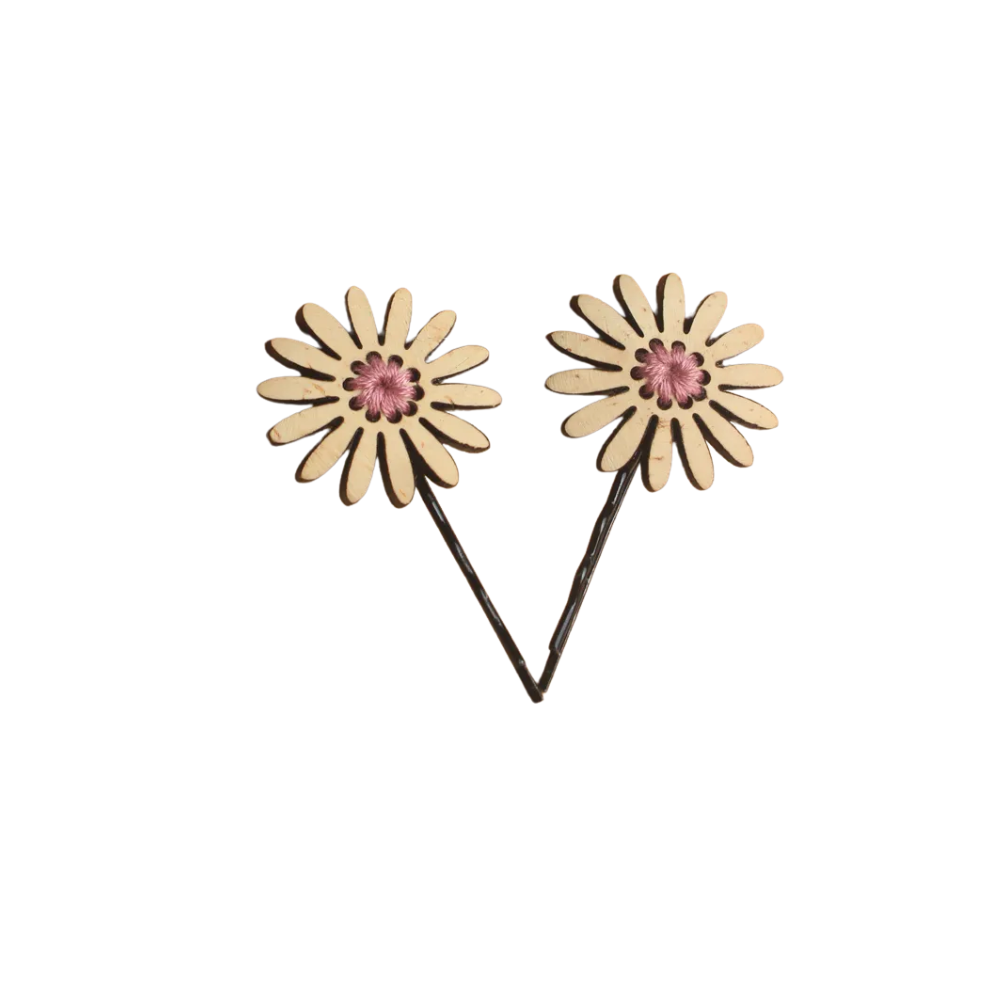 Chrysanthemum Coconut Hair Clips (1 Pair)