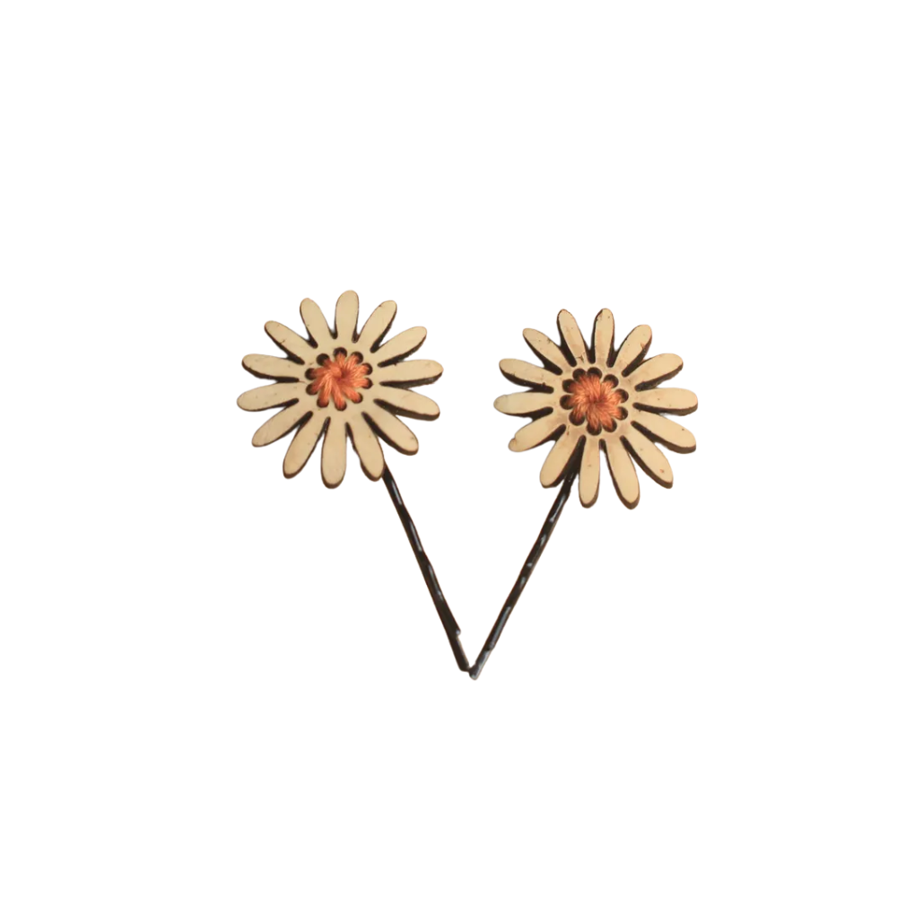 Chrysanthemum Coconut Hair Clips (1 Pair)