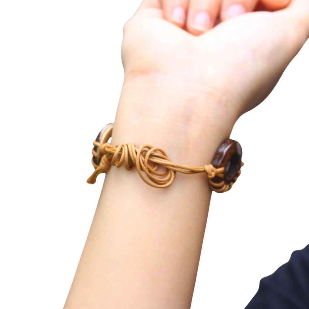 Coconut Chain Bracelet With Wax Strap