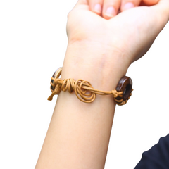 Coconut Chain Bracelet With Wax Strap