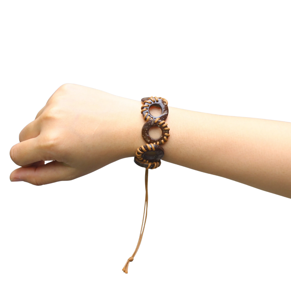 Coconut Chain Bracelet With Wax Strap