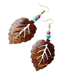 Coconut Leaf Earrings With Pearl Beads