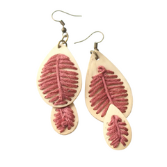 Coconut Leaf Earrings With Embroidery
